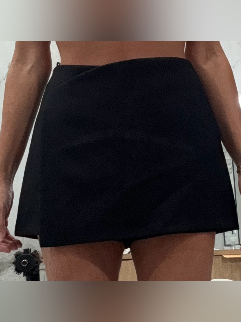 Zara Asymmetric Wrap Skort Black Size Medium